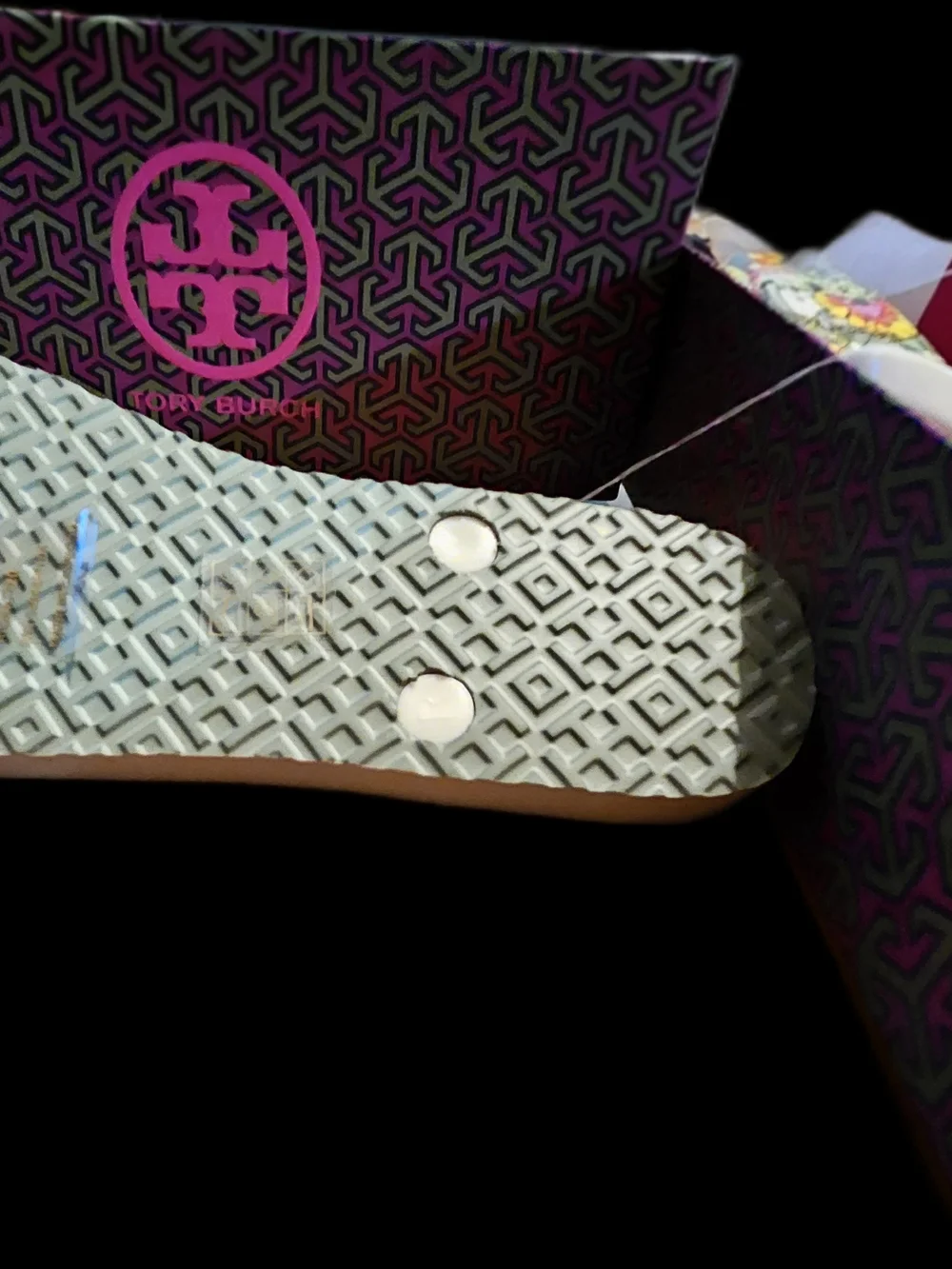 Tory Burch White Floral Printed Thin Flip Flop